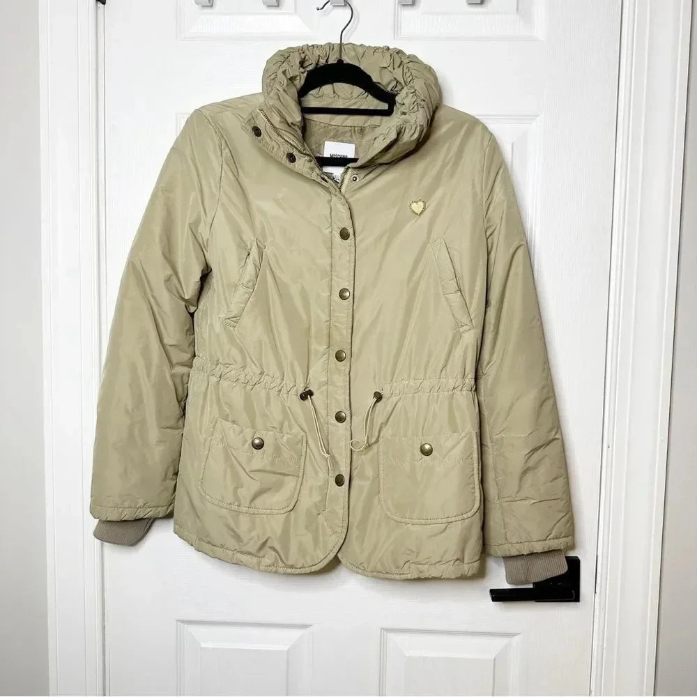 MOSCHINO JEANS Beige Taupe Puffer Utility Jacket Size 6